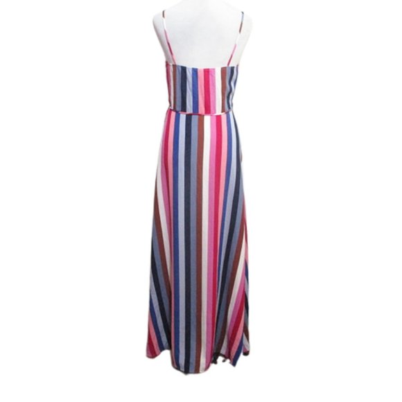 Pink Blush Striped Maxi Wrap Dress, S - Picture 3 of 6